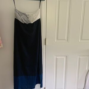 Lacoste sun dress European size 42 blue white and grey. 100% cotton